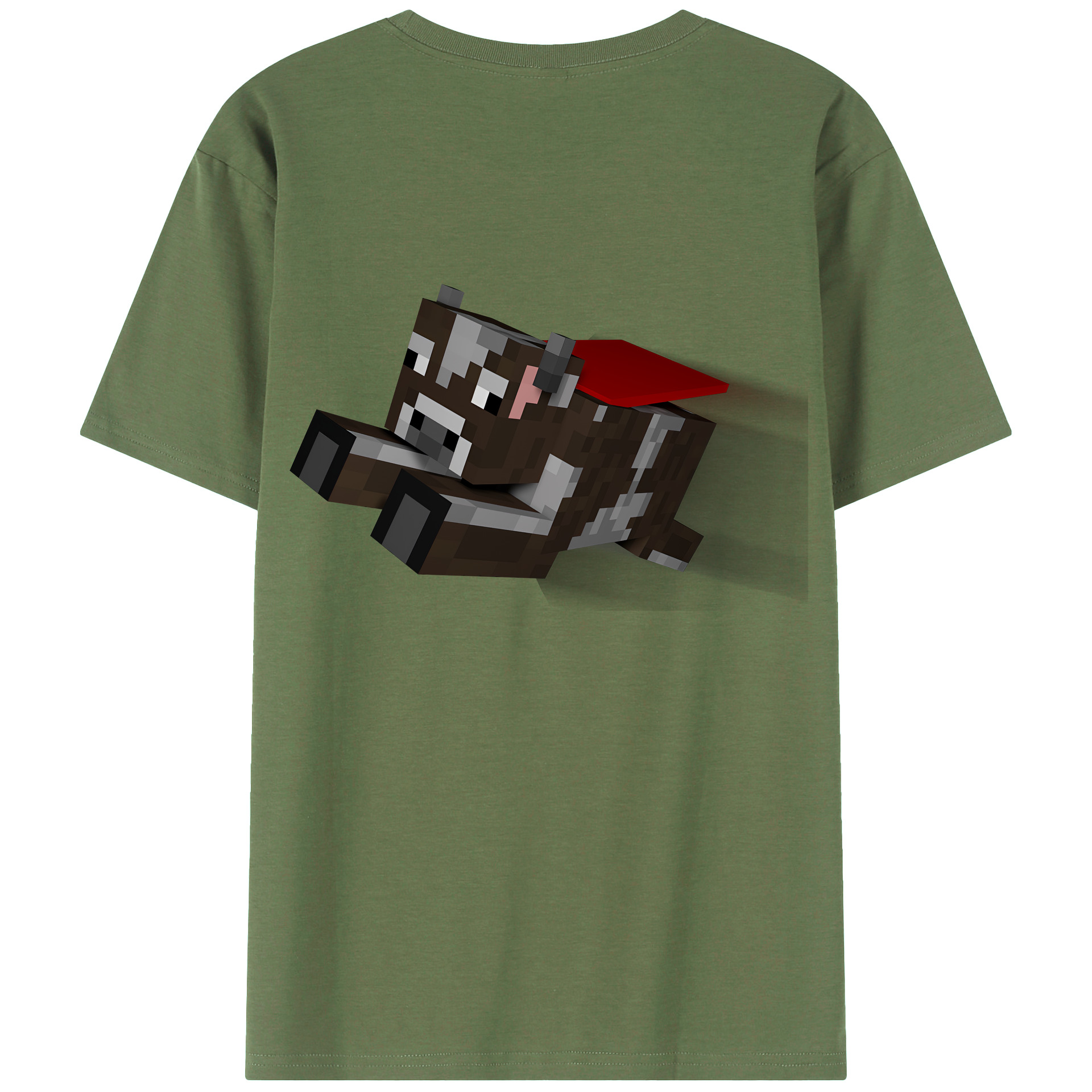 （画像用） マインクラフト ブロックの世界 Minecraft MC Block world 綿100％ メンズ半袖Tシャツ（バックプリント） 通気性